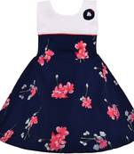 Blue cotton printed stitched   dress