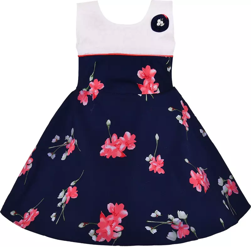 Blue cotton printed stitched   dress