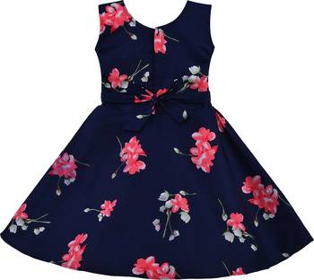 Blue cotton printed stitched   dress 2