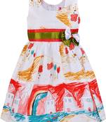 Orange satin printed stitched   dress