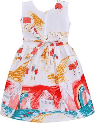 Orange satin printed stitched   dress 2