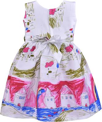 Pink satin printed stitched   dress 2