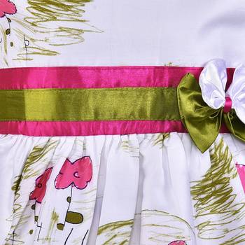 Pink satin printed stitched   dress 3
