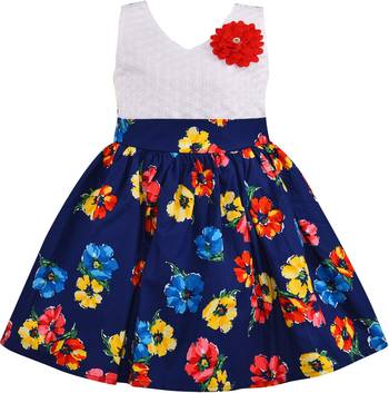 blue cotton printed stitched   dress 1