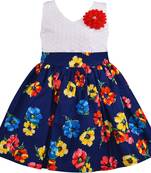 blue cotton printed stitched   dress