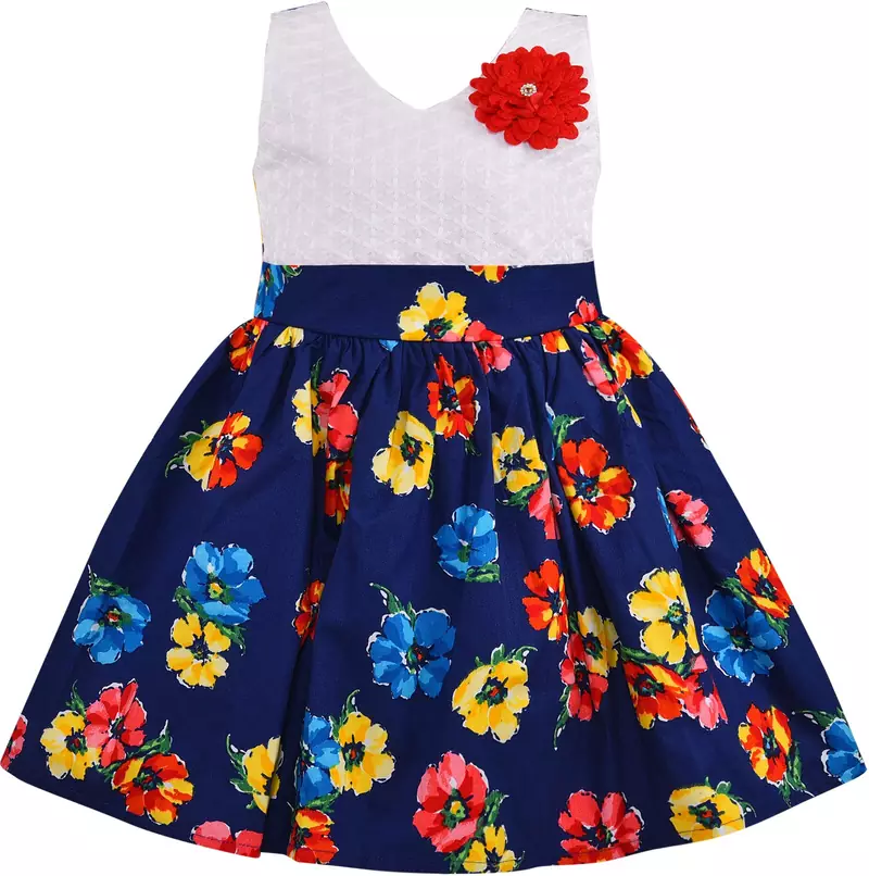blue cotton printed stitched   dress
