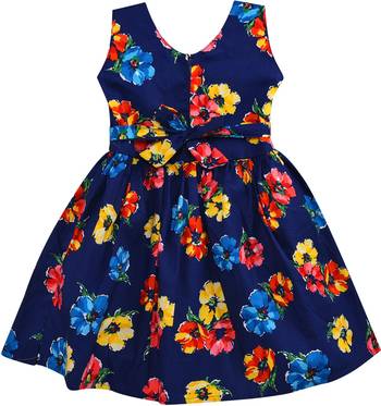 blue cotton printed stitched   dress 2