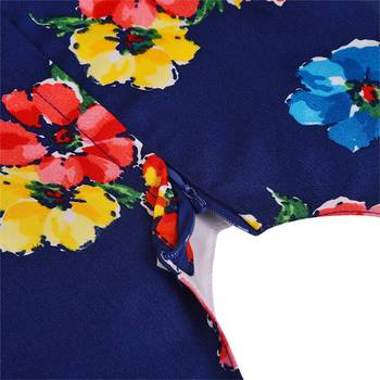 blue cotton printed stitched   dress 4