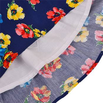 blue cotton printed stitched   dress 5