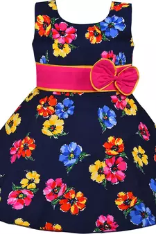 Blue cotton printed stitched   dress