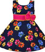 Blue cotton printed stitched   dress