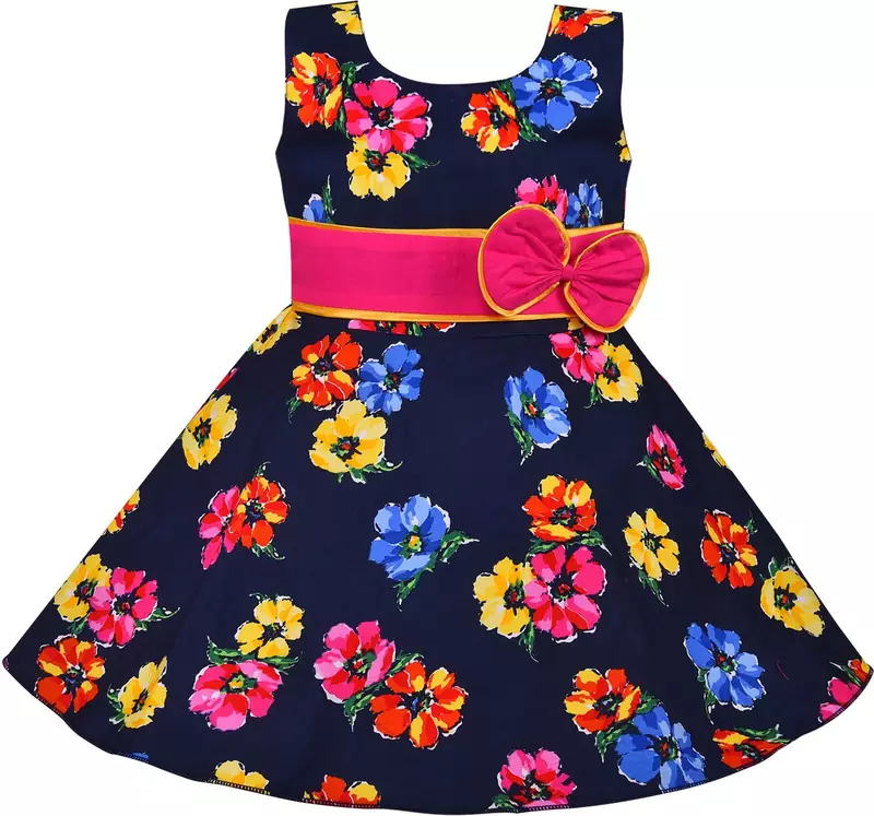 Blue cotton printed stitched   dress