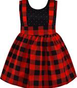 Red cotton printed stitched   dress