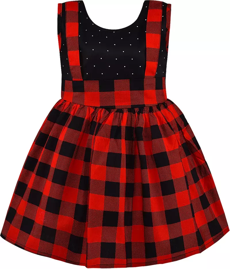 Red cotton printed stitched   dress