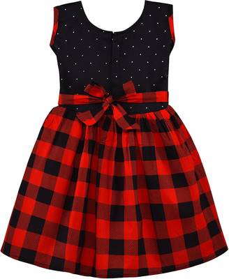 Red cotton printed stitched   dress 2