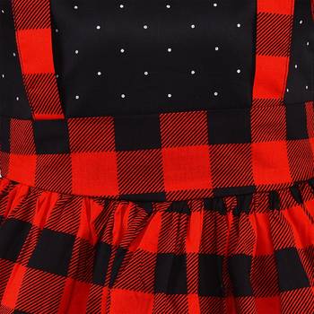 Red cotton printed stitched   dress 3