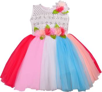Multicolor Net printed stitched   dress 1