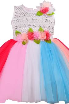 Multicolor Net printed stitched   dress