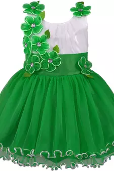 Green Net printed stitched   dress