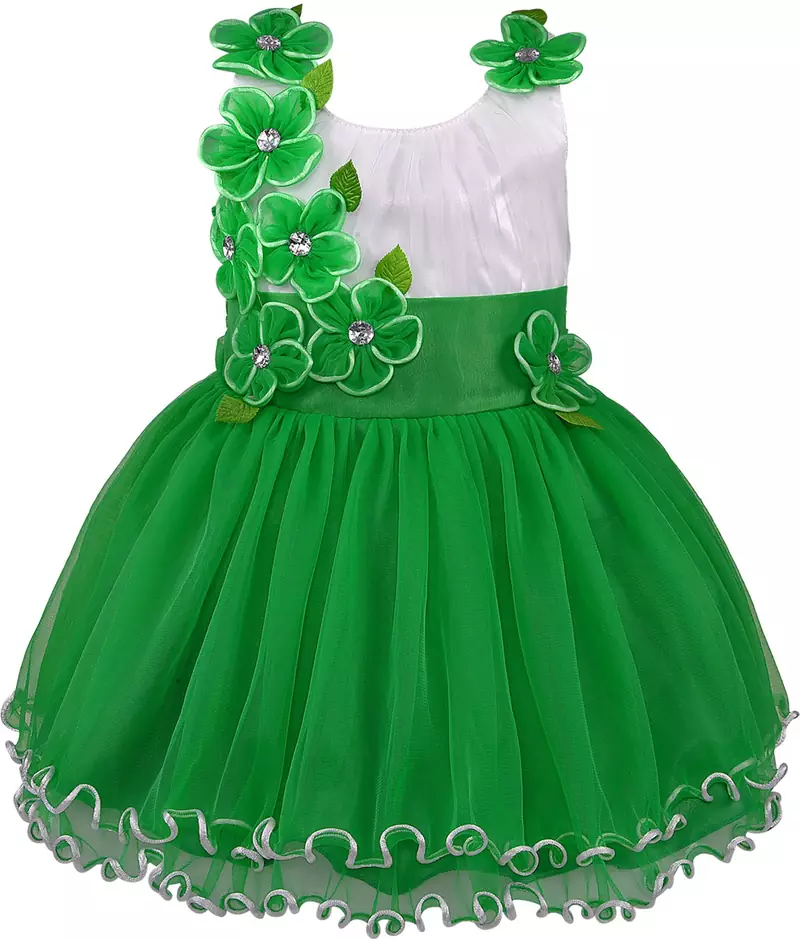 Green Net printed stitched   dress