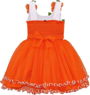 Orange Net printed stitched   dress 2
