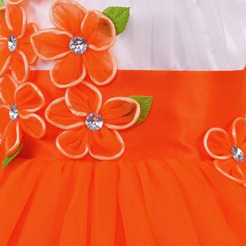 Orange Net printed stitched   dress 3