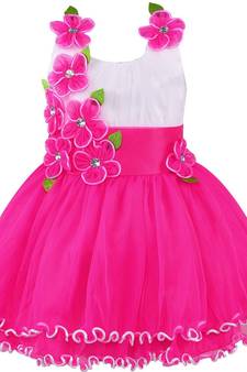 Pink Net printed stitched   dress