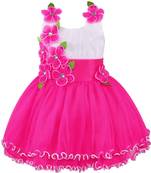 Pink Net printed stitched   dress