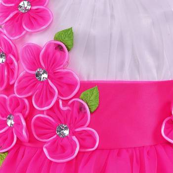 Pink Net printed stitched   dress 3