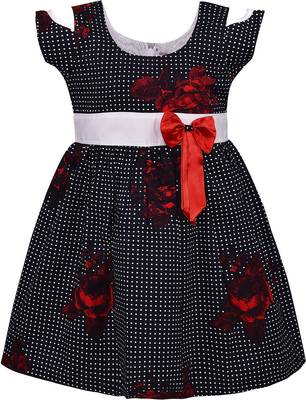 Black cotton printed stitched   dress 1