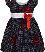 Black cotton printed stitched   dress