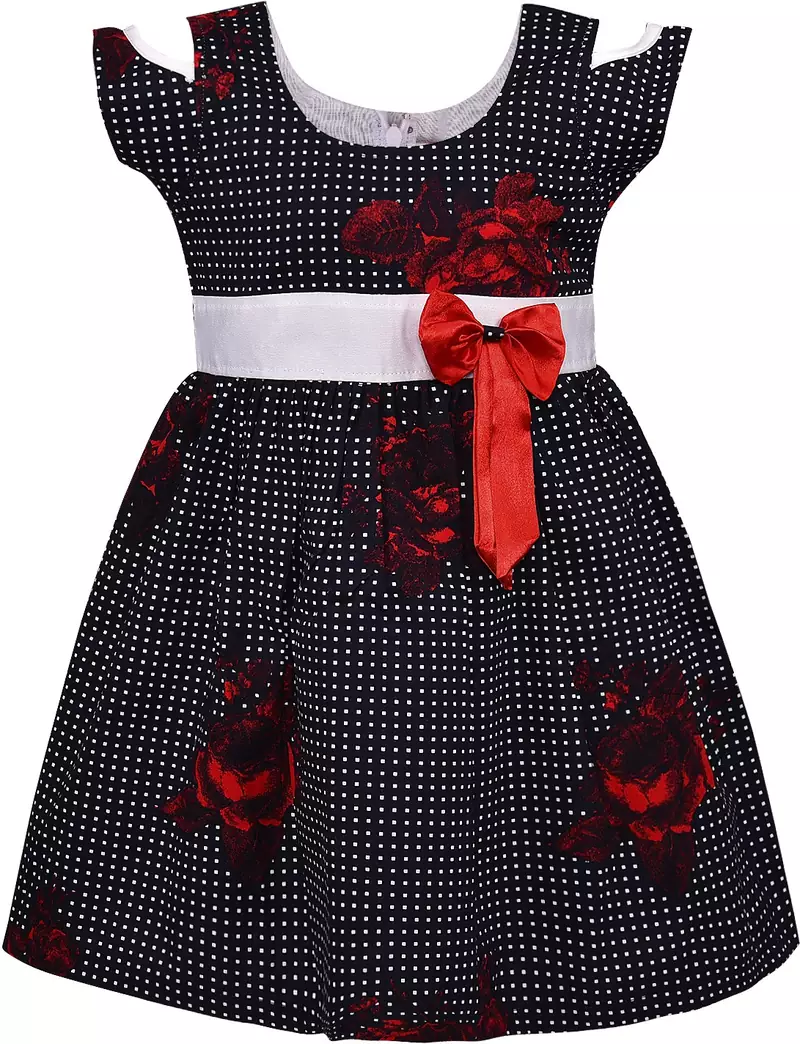 Black cotton printed stitched   dress