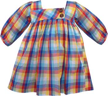 Multicolor cotton printed stitched   dress 1