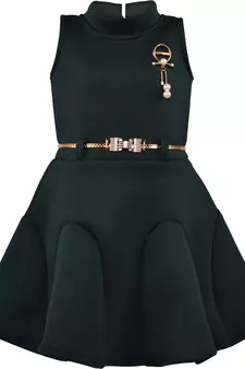 Green satin printed stitched   dress