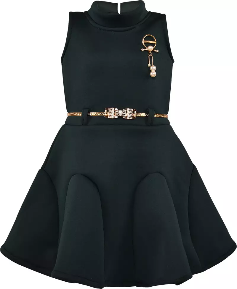 Green satin printed stitched   dress