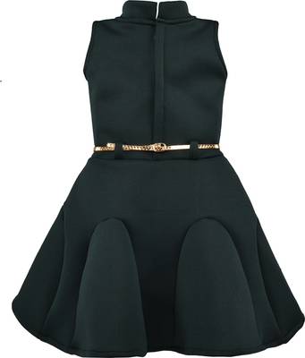 Green satin printed stitched   dress 2