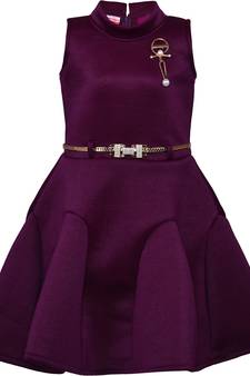 Purple satin printed stitched   dress