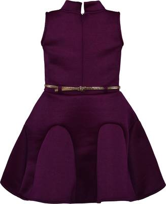 Purple satin printed stitched   dress 2