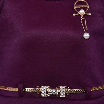 Purple satin printed stitched   dress 3