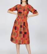 Red printed poly cotton short-dresses