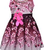 Pink satin printed stitched   dress