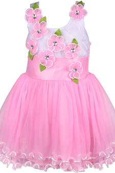 Pink cotton printed stitched   dress