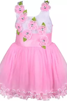 Pink cotton printed stitched   dress