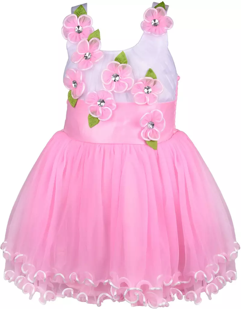 Pink cotton printed stitched   dress