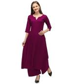 Magenta Rayon Solid Stitched Kurta For Womne