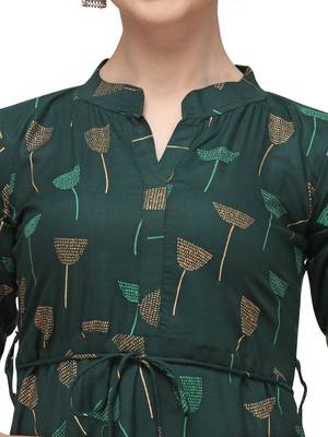 Green Rayon Printed Stitched Kurta 5