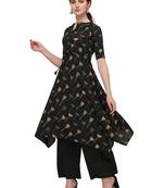 Black Rayon Printed Stitched Kurta
