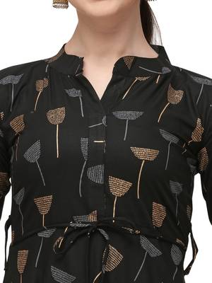 Black Rayon Printed Stitched Kurta 5