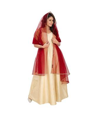 Net Maroon Women Dupatta 1