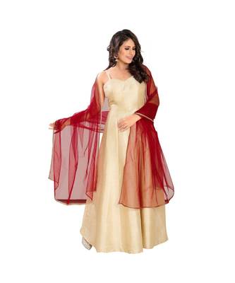 Net Maroon Women Dupatta 2